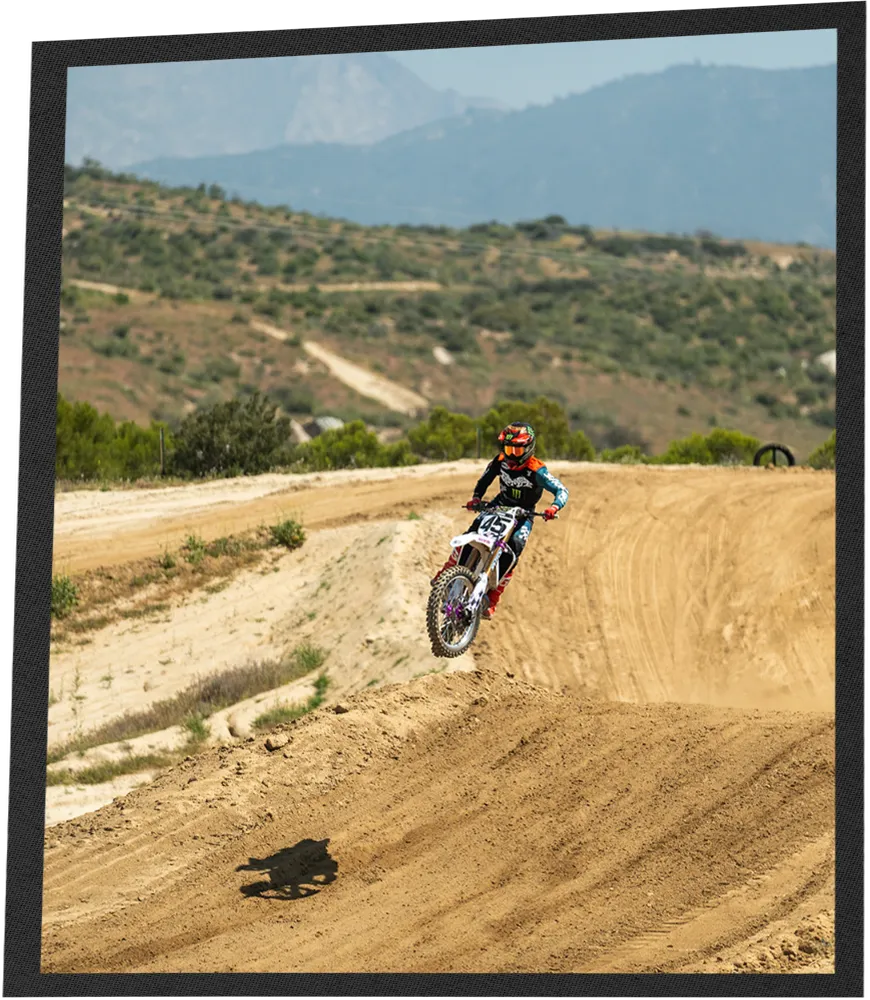 Jase in the air on the finished YZ250 at Cahuilla